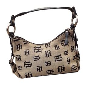 Tommy Hilfiger Tan and Black Handbag Purse - Logo Classic Design Small Bag TH